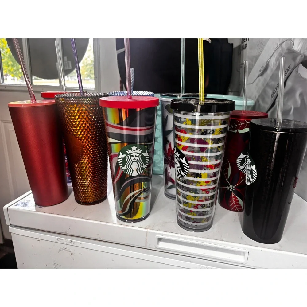 Starbucks Tumbler Lot 8pc Venti 24oz Cold Cups Studded Floral Siren Logo‎ Mixed